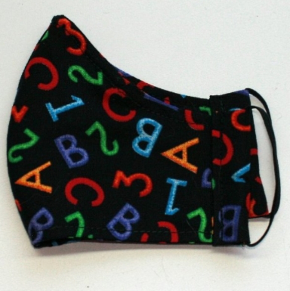 HAND CRAFTED Kids Alphabet Fabric Face Mask Shield